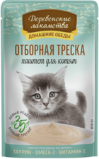 Деревенские Лакомства Домашние Обеды Отборная Треска Паштет для Котят (пауч)
