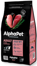 AlphaPet Adult с Уткой и Цыпленком для Кошек и Котов Крупных Пород