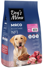 Dogs Menu Adult Полнорационный Сухой Корм для Взрослых Собак Три Вида Мяса
